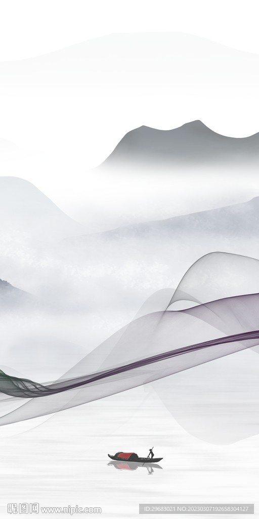 极简 玄关简意山水 tIf分层