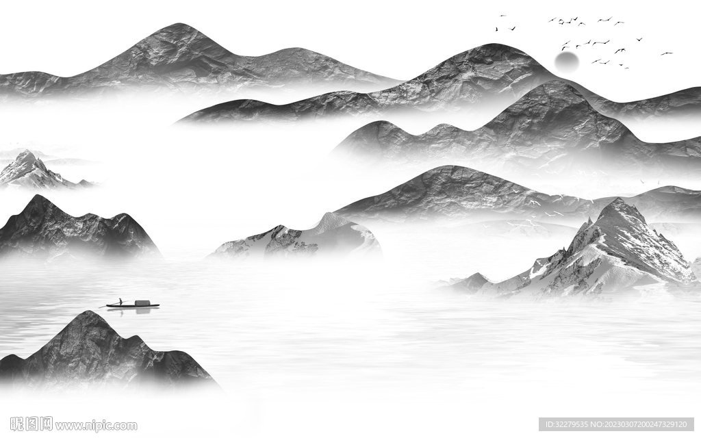 客厅 热销灰色山水 TiF分层