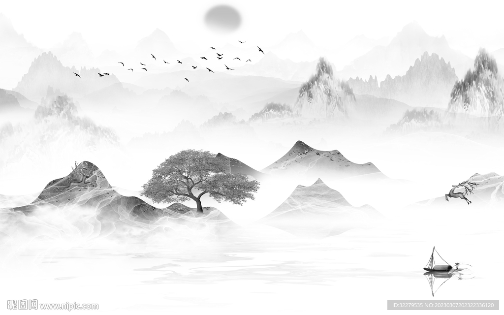 高档 热销灰色山水 TiF分层