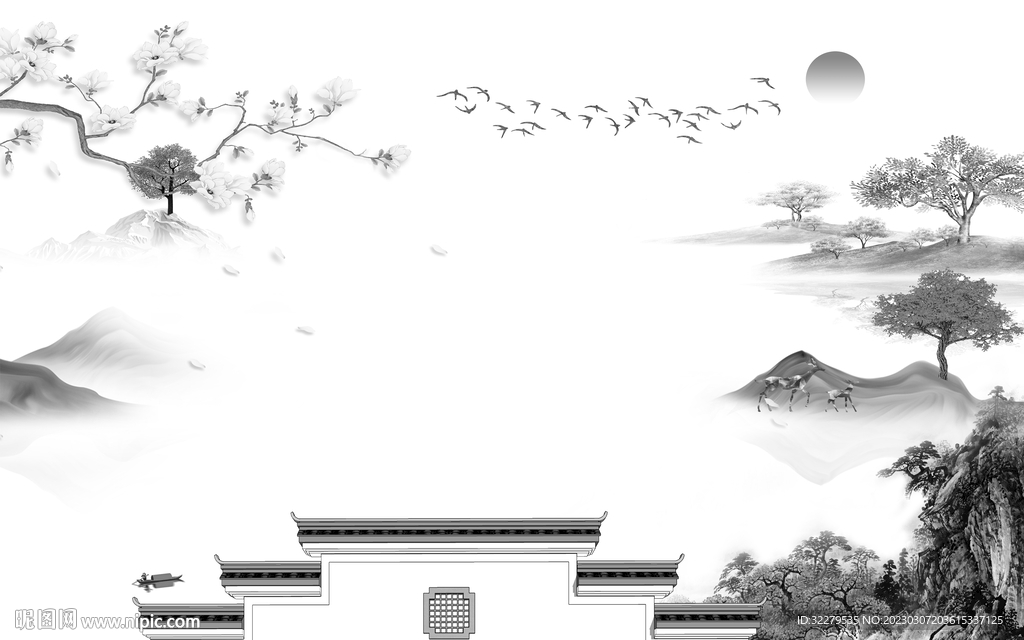 现代 热销灰色山水 TiF分层