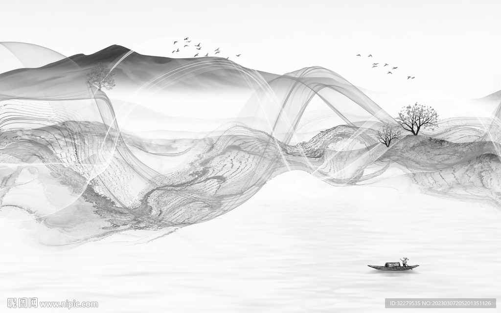 高端 新式简约山水 TiF分层