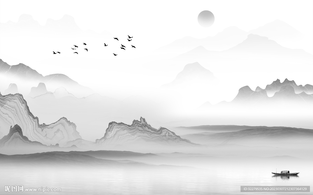 高清 人气中式山水 TiF分层