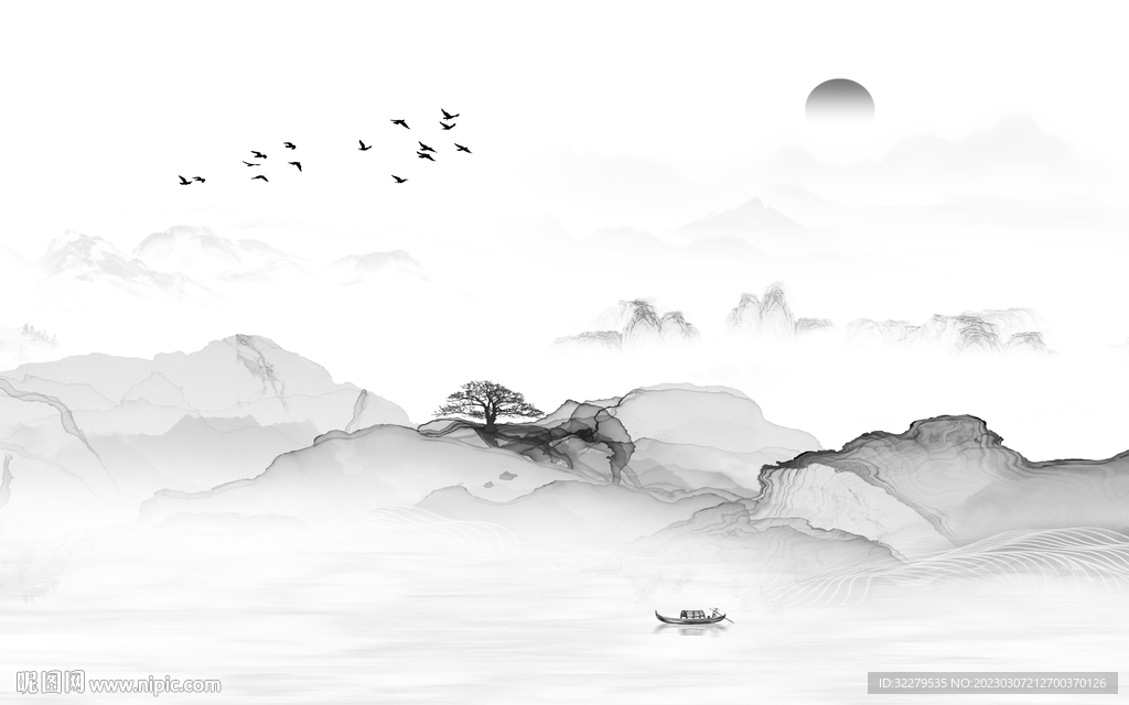 沙发 人气中式山水 TiF分层