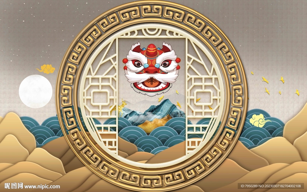 新中式背景墙  