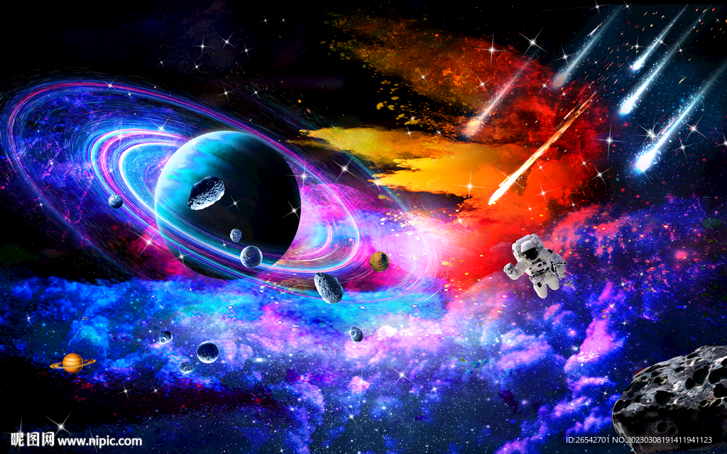 银河太空流星星空背景