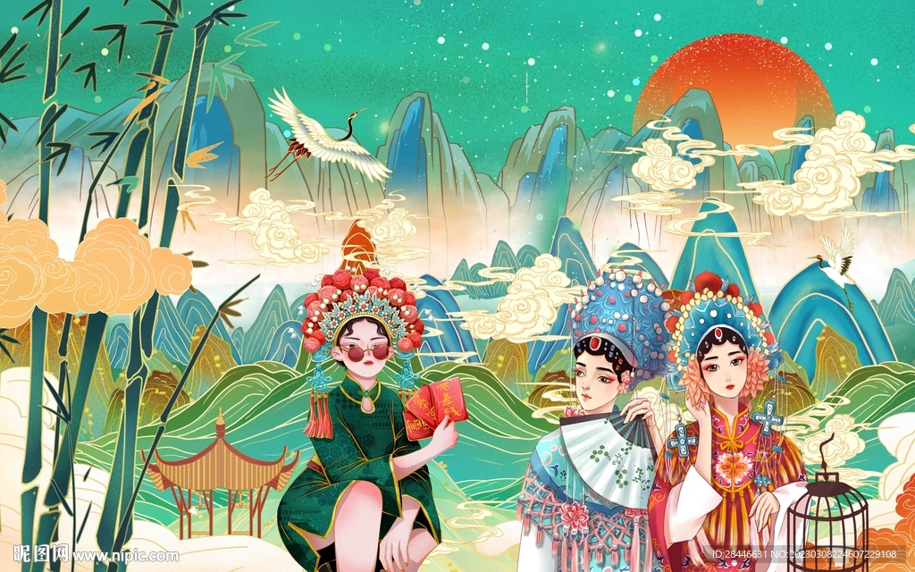 国潮背景墙  
