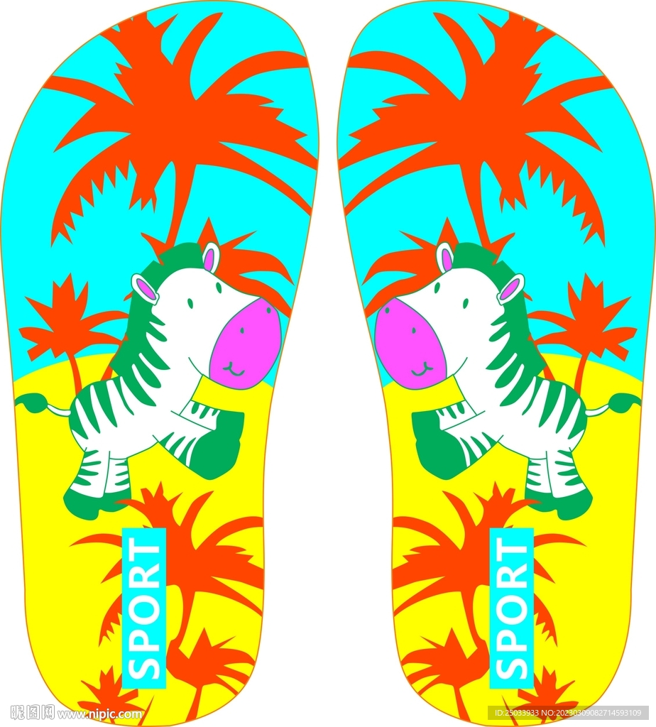 拖鞋印花矢量图