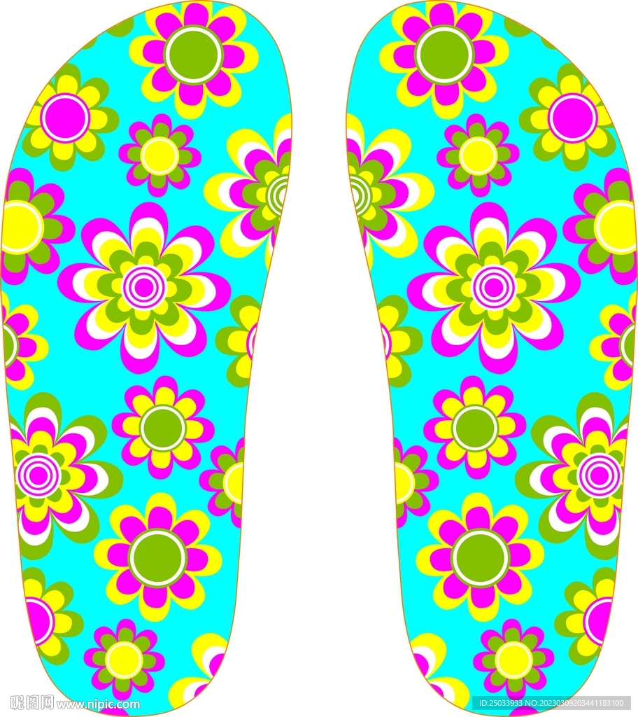 拖鞋印花矢量图