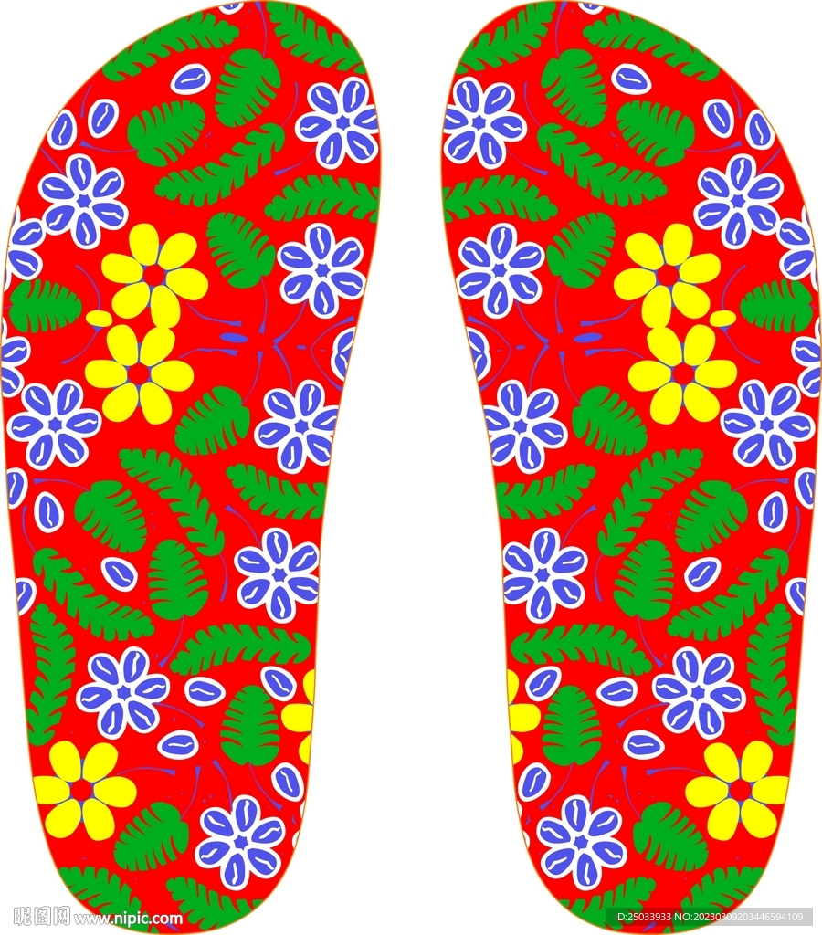 拖鞋印花矢量图