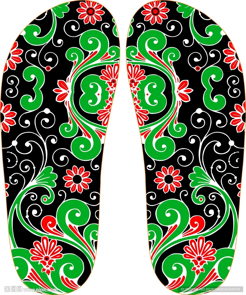 拖鞋印花矢量图