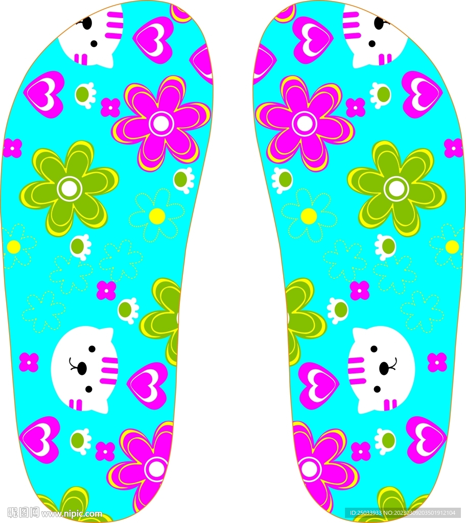 拖鞋印花矢量图