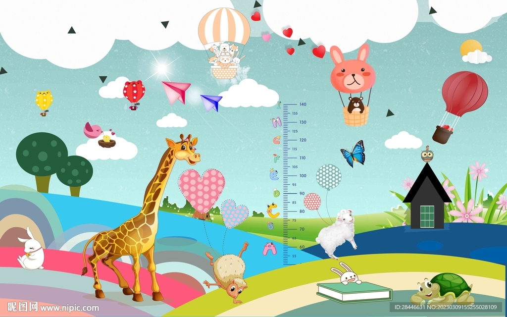 卡通儿童房背景墙