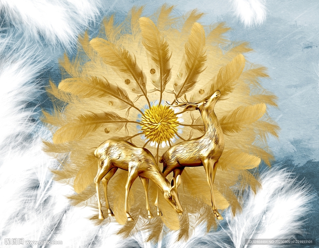 现代简约玄关羽毛装饰画