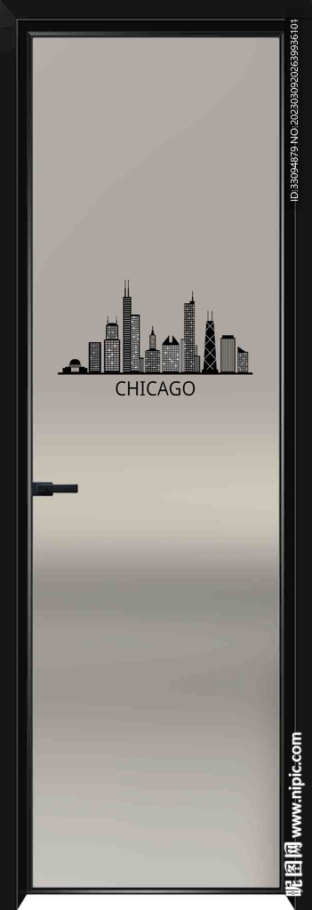 高清分层透明底平开门打印图