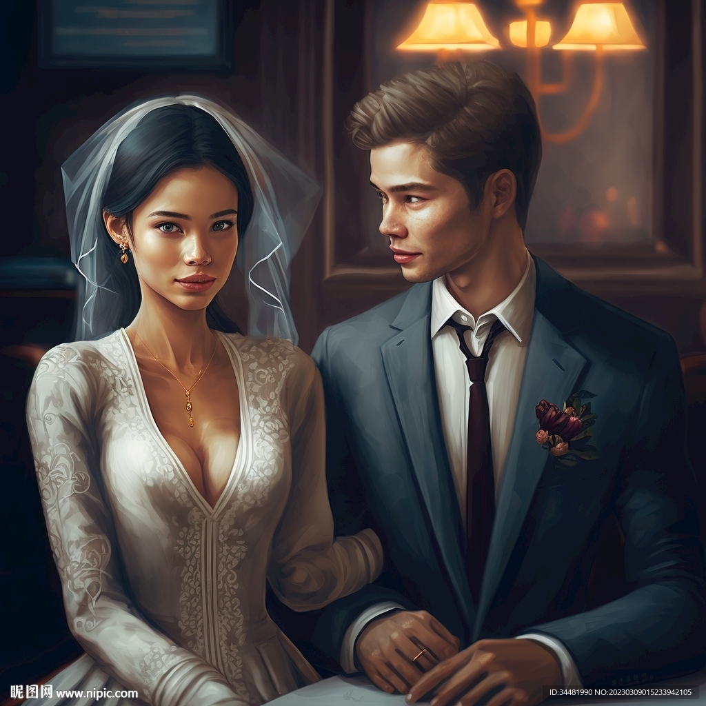 新人结婚插画
