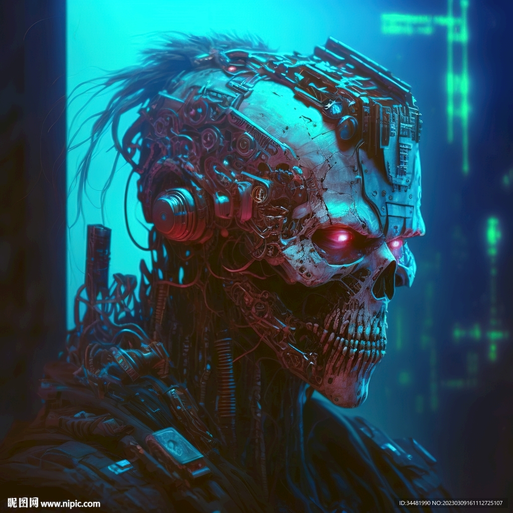 赛博朋克骷髅机器人