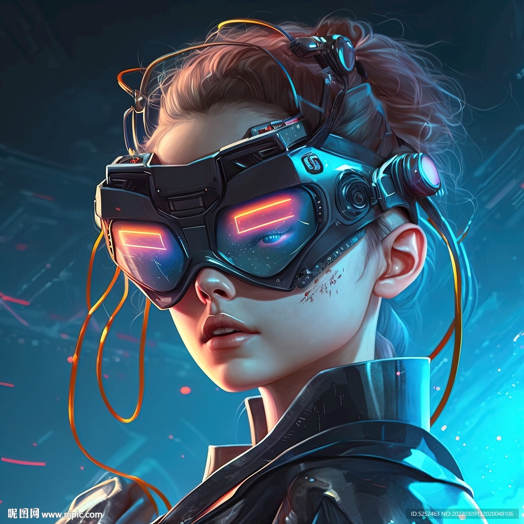 戴VR眼镜的女孩