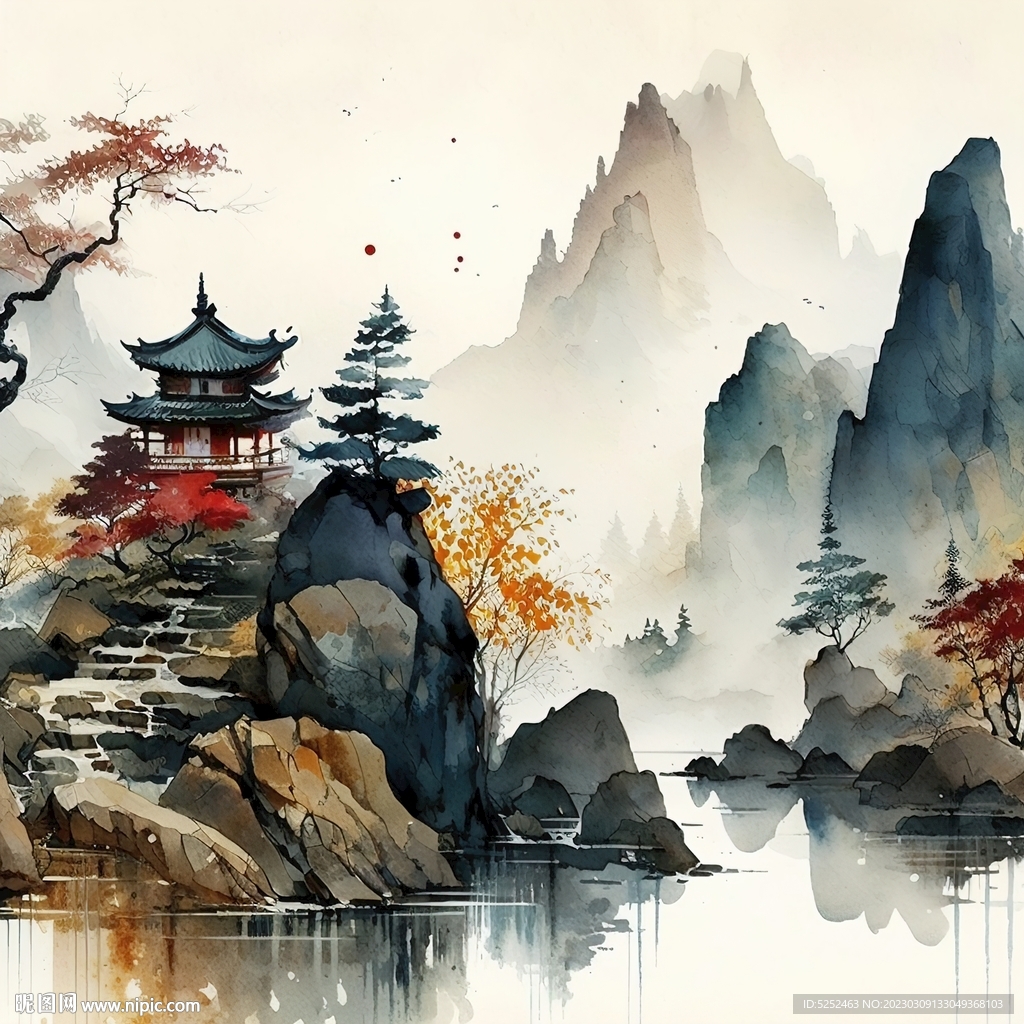 禅意山水画背景
