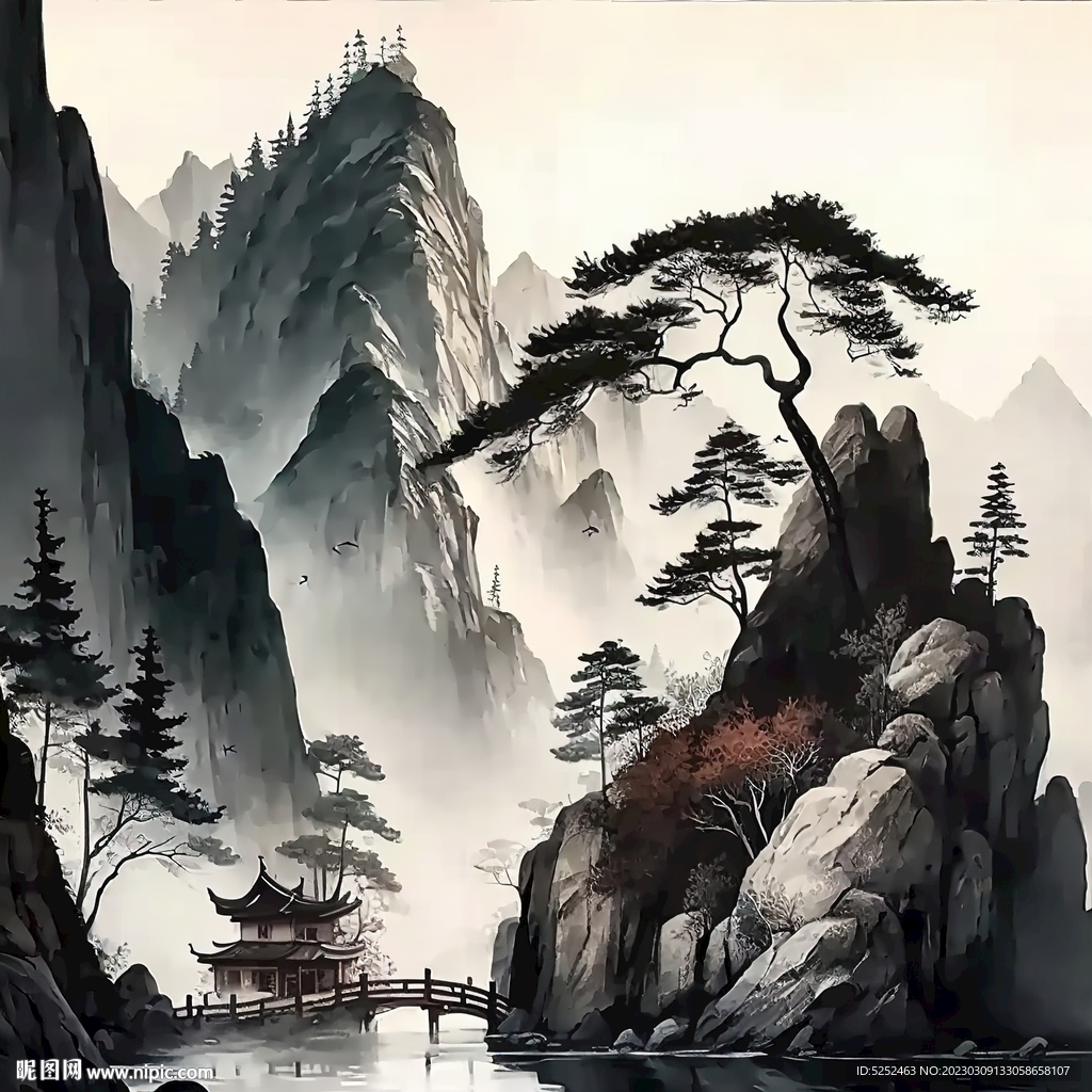 禅意山水画背景