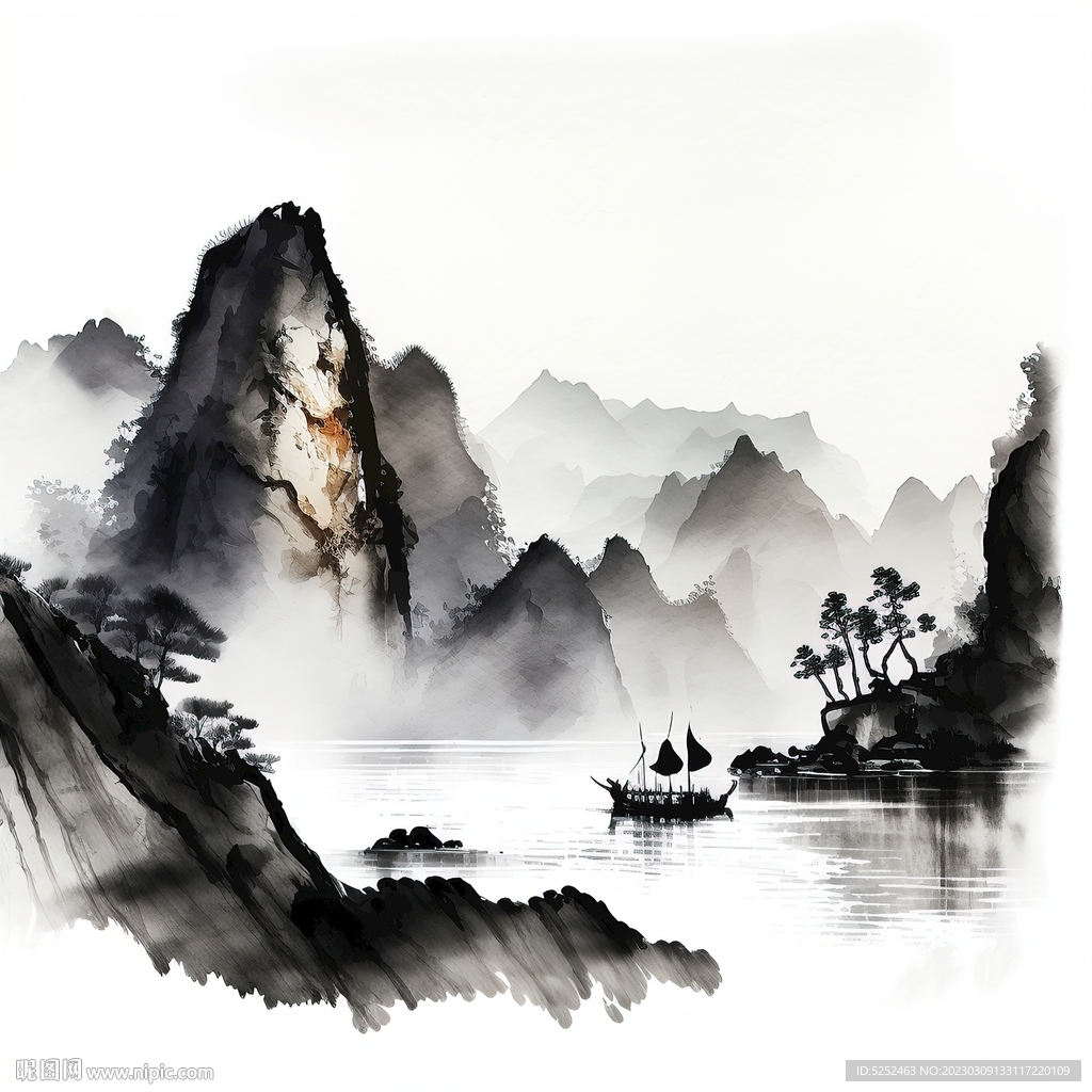 禅意山水画背景