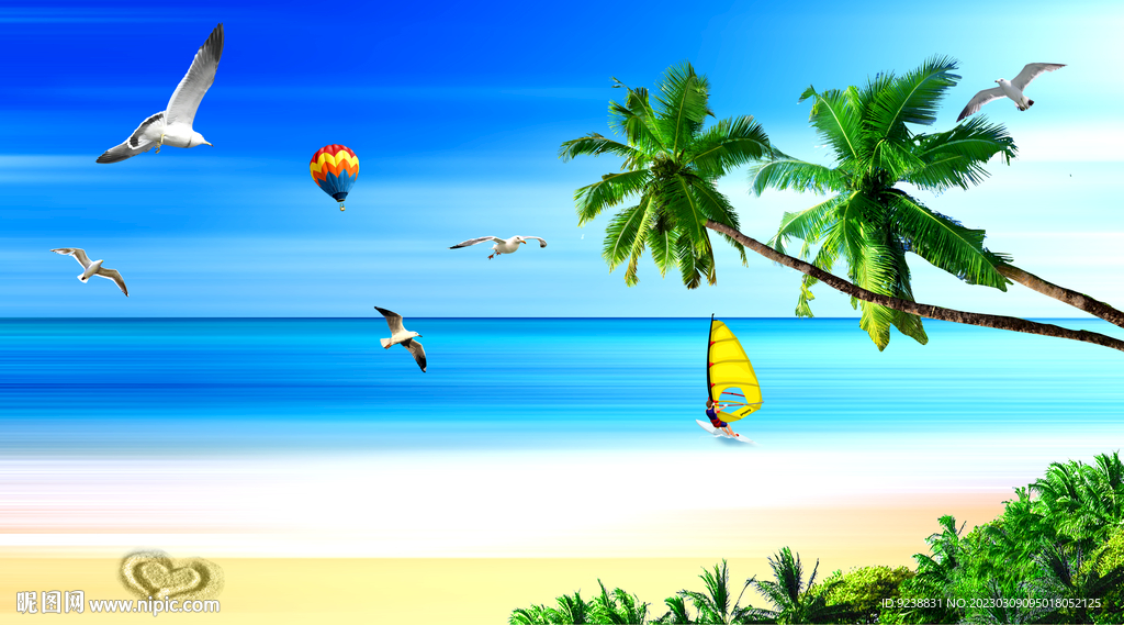 蓝天白云大海沙滩