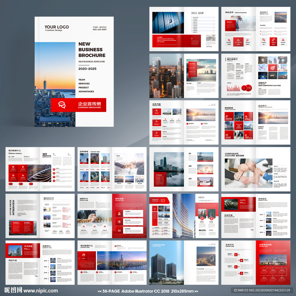 红色企业宣传册