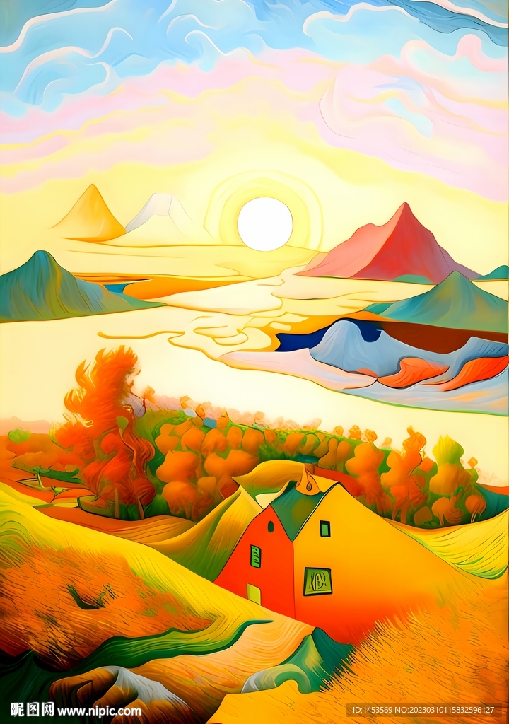 山水风景画抽象装饰画