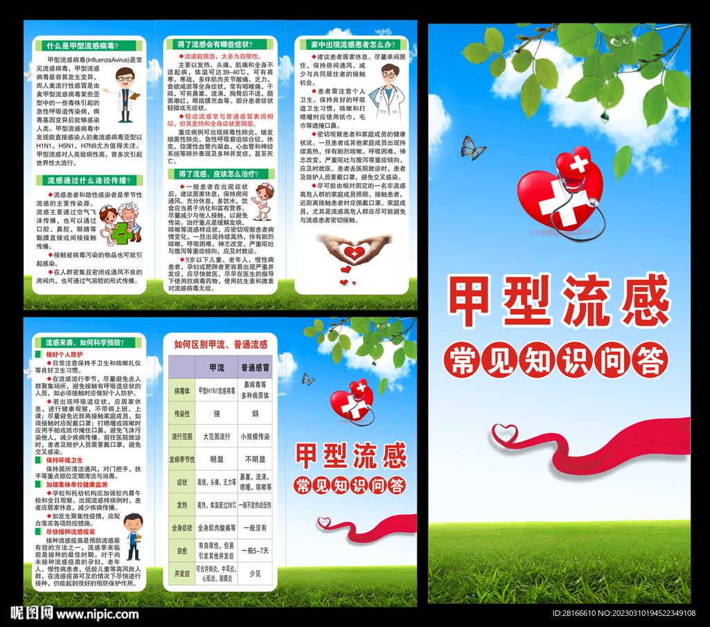 预防甲流三折页