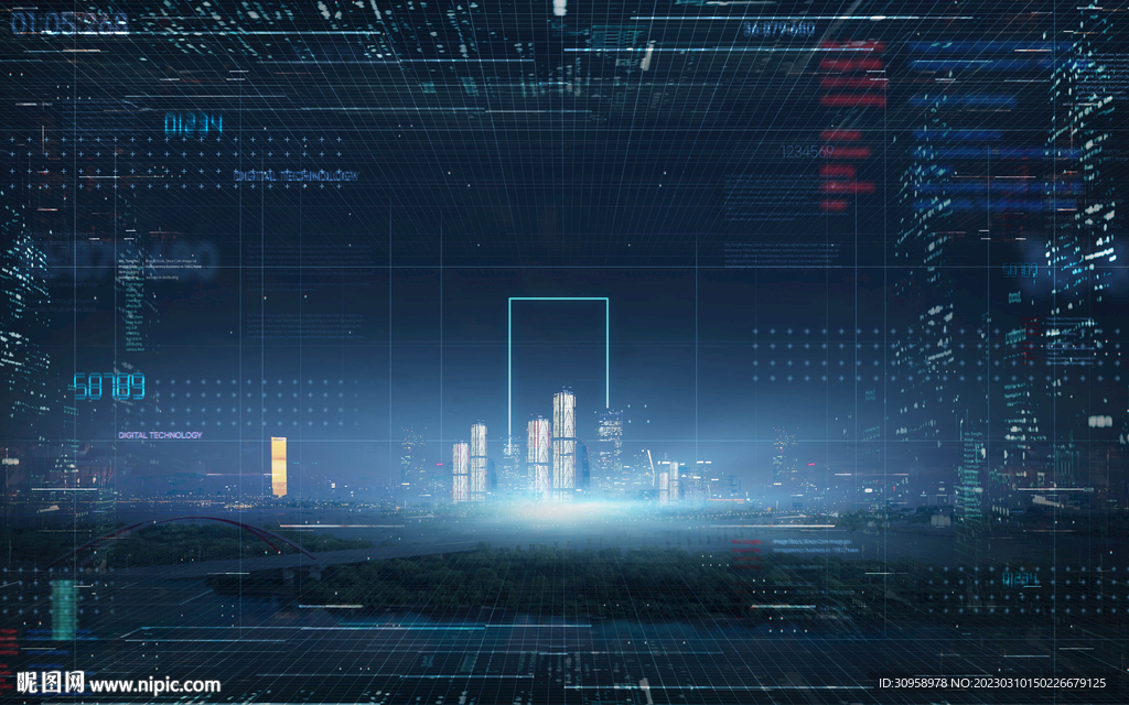 数字城市未来科技海报模板设计