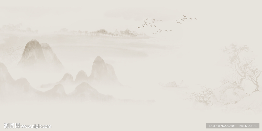 新中式水墨画背景墙