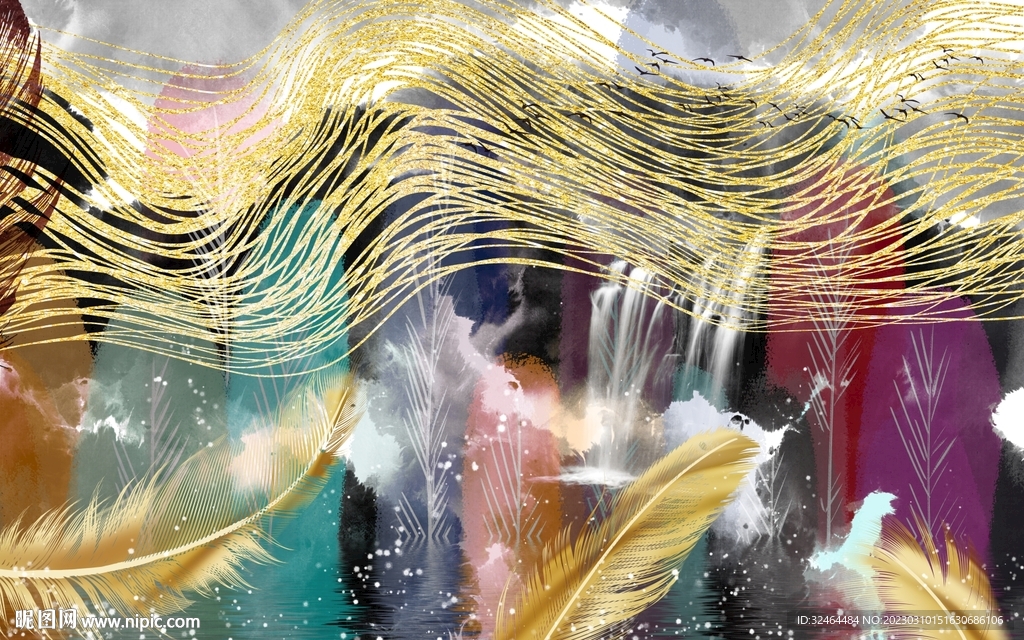 抽象羽毛装饰画