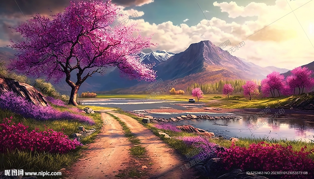 春天樱花开的美景