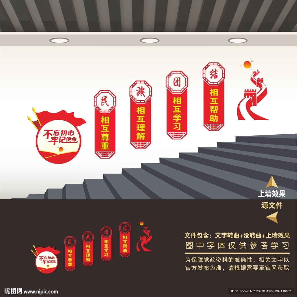 民族团结楼梯文化墙