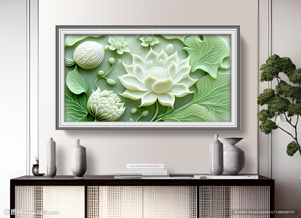 立体荷花装饰画