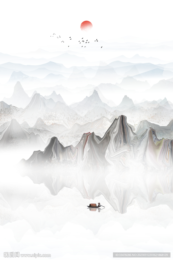 竖幅山水画