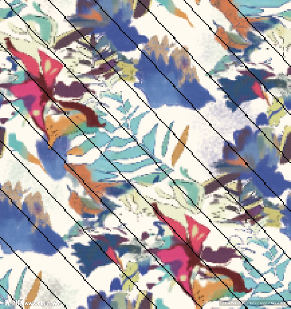 大牌 数码印花 扎染花图片