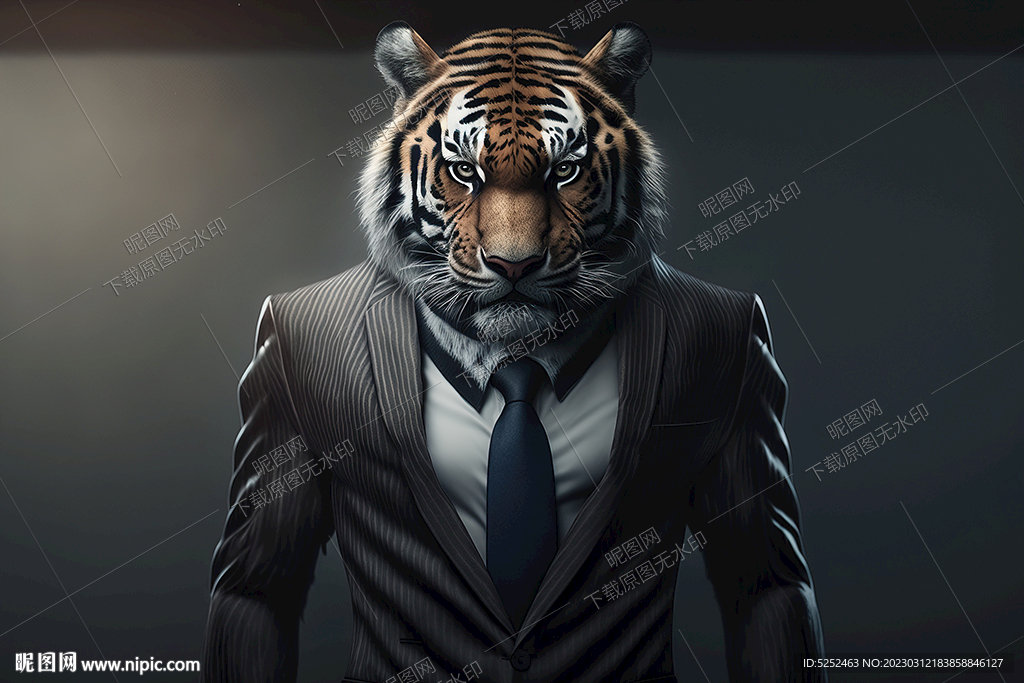 拟人的穿西装的老虎