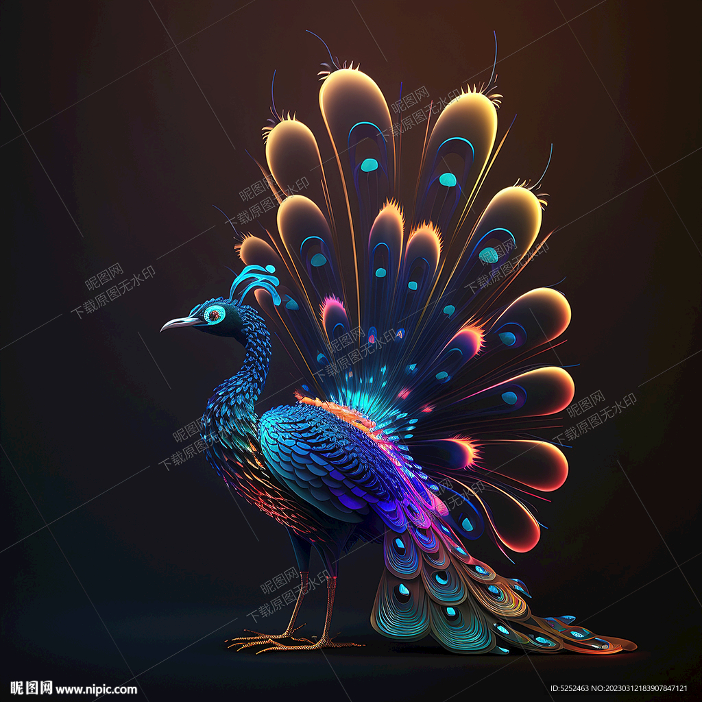手绘孔雀