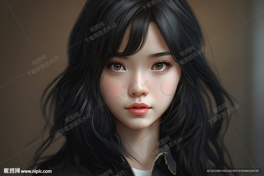 黑头发卡通女孩