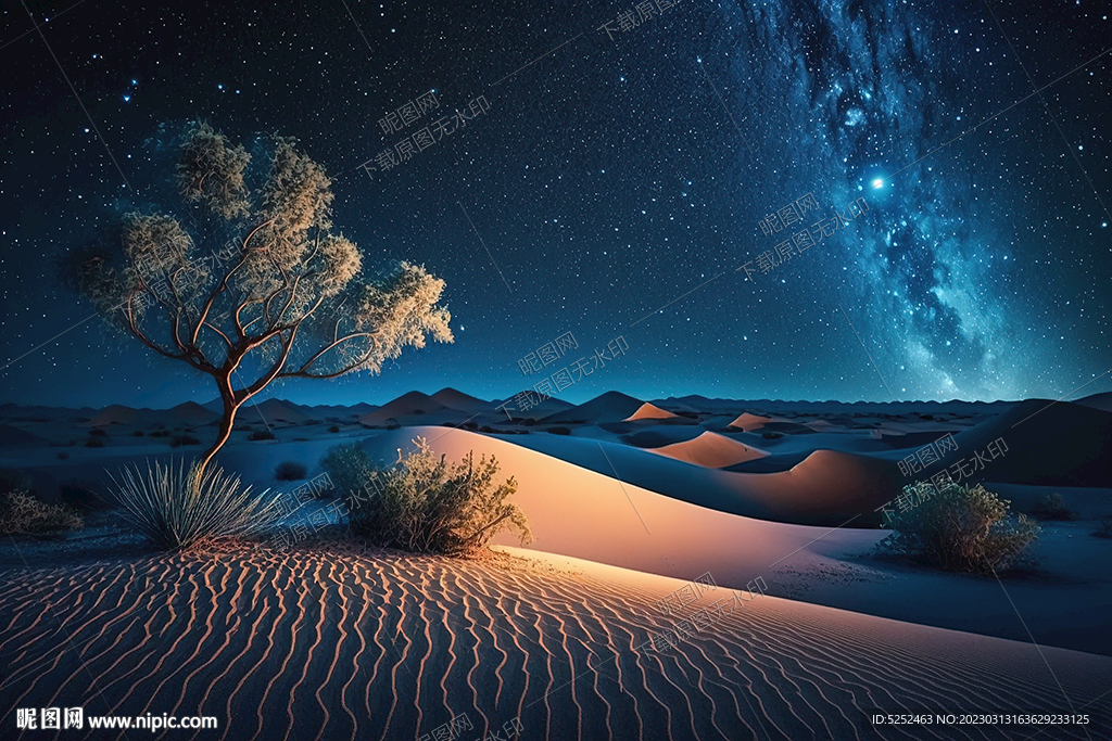 夜晚的沙漠星空