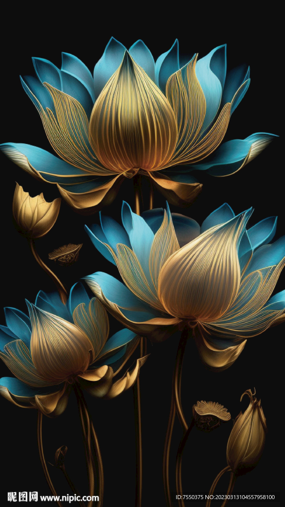 蓝金色莲花
