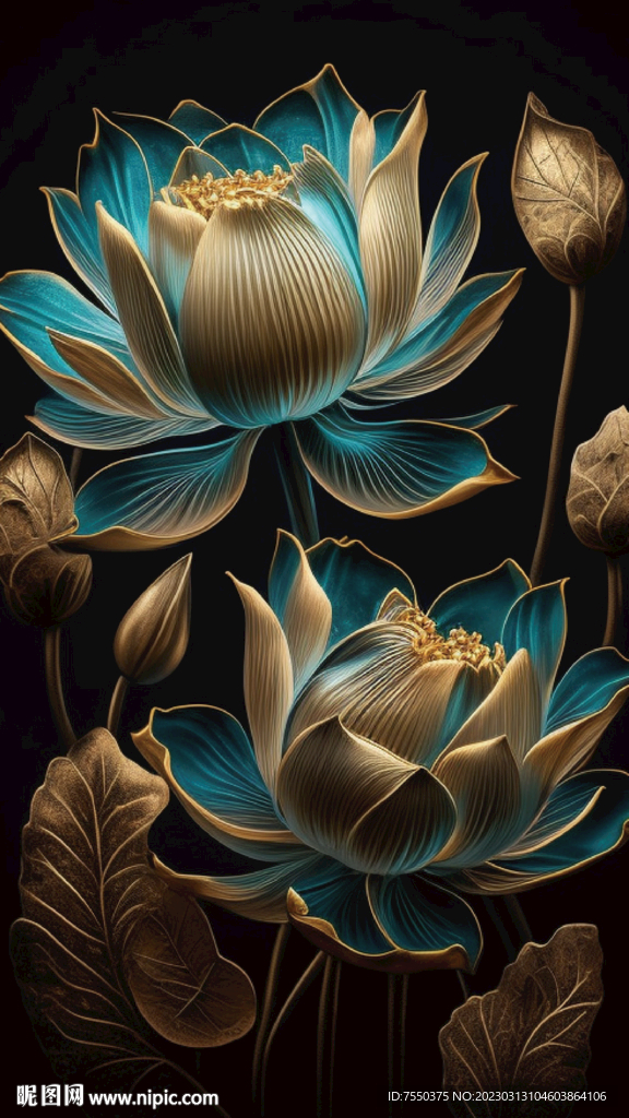 蓝金色莲花