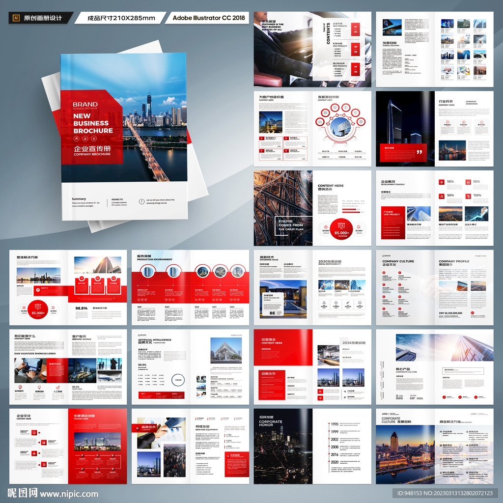 红色企业宣传册