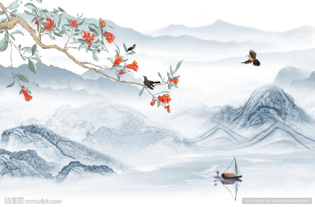 简约山水背景墙