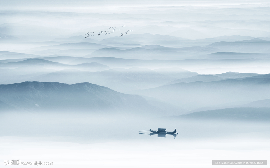 意境水墨山水墙画