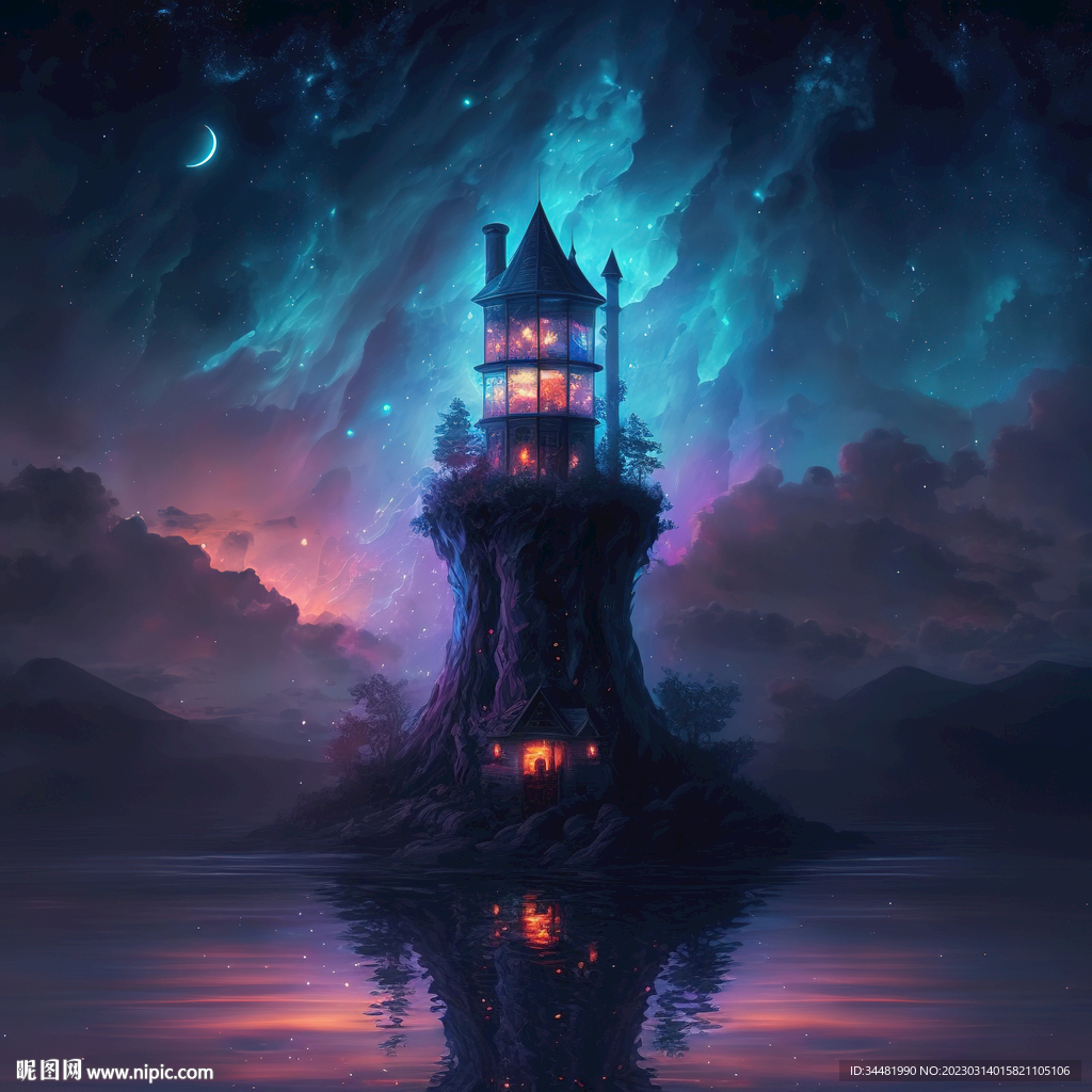 魔幻夜空中的灯塔
