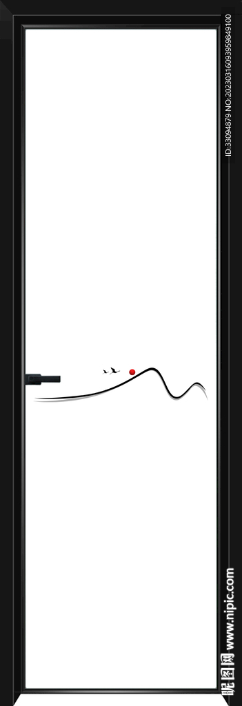 高清分层极简平开门玻璃打印图