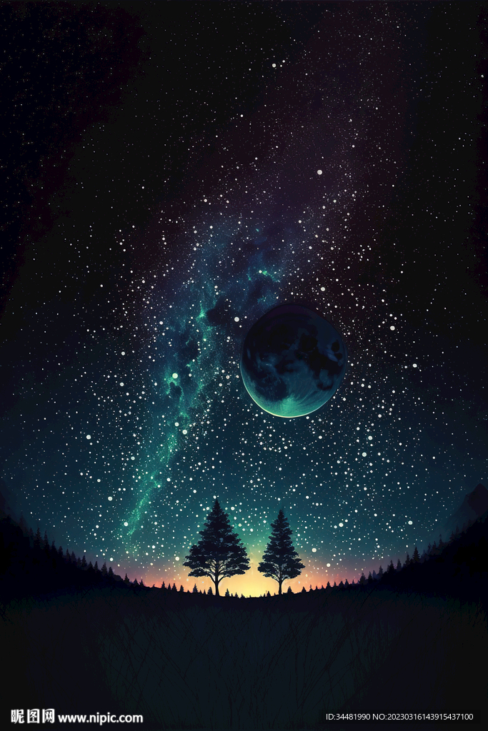 星空下的树