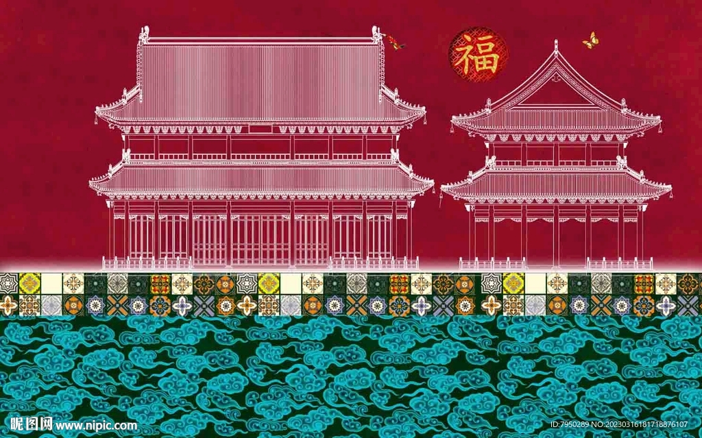 新中式背景墙 