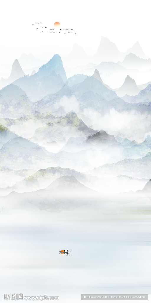 竖幅山水画
